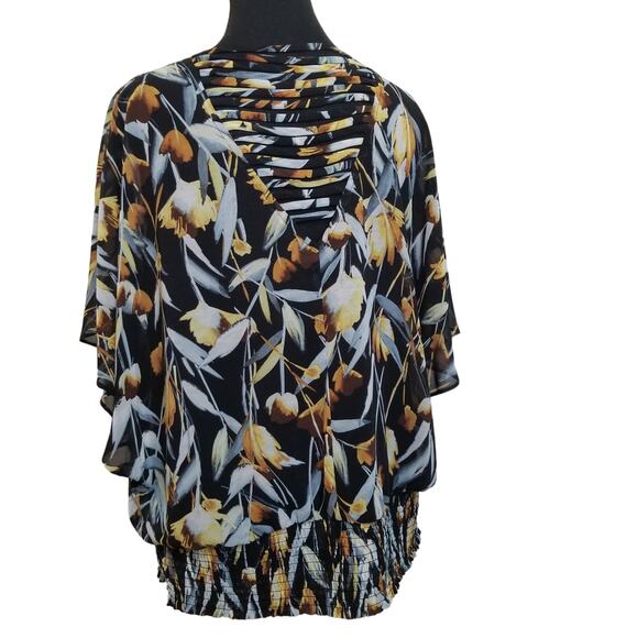 THALIA SODI Women's Blouse Cold Shoulders Multicolor Short Sleeve Size L/G - Picture 5 of 10